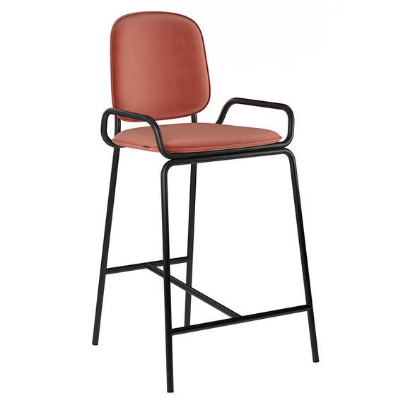 Стул полубарный Ror, 2 Frame, велюр, черный/темно-красный, LATITUDE