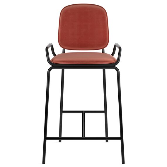 Стул полубарный Ror, 2 Frame, велюр, черный/темно-красный, LATITUDE, изображение 2