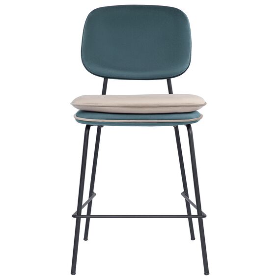Стул полубарный с контрастным кантом Pea, велюр, сине-зеленый/бежевый, Bergenson Bjorn, изображение 5