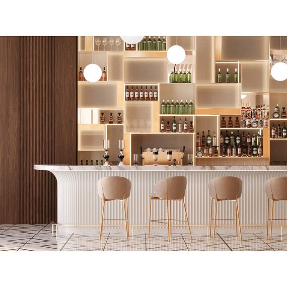 Стул полубарный Coral, велюр, серо-бежевый, Bergenson Bjorn, изображение 6