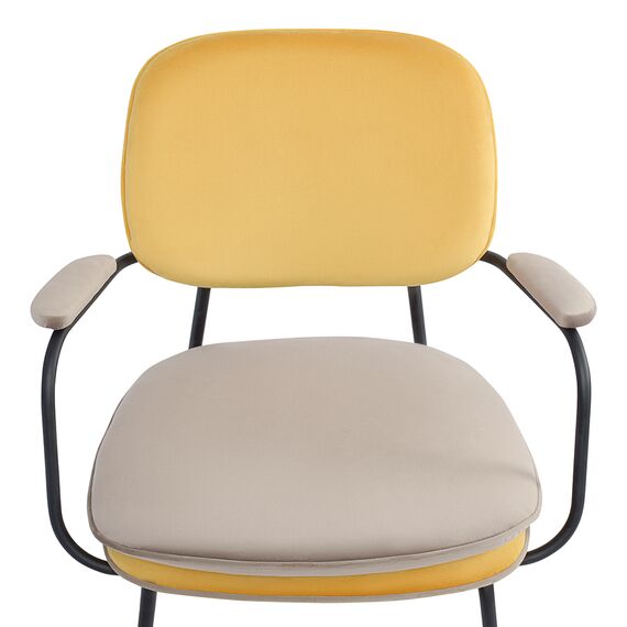 Стул с подлокотниками и контрастным кантом Pea, велюр, желтый/бежевый, Bergenson Bjorn, изображение 21
