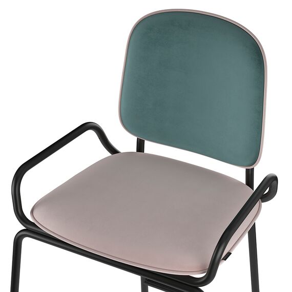 Стул полубарный Ror, 2 Frame, велюр, черный/зеленый/розовый, LATITUDE, изображение 5