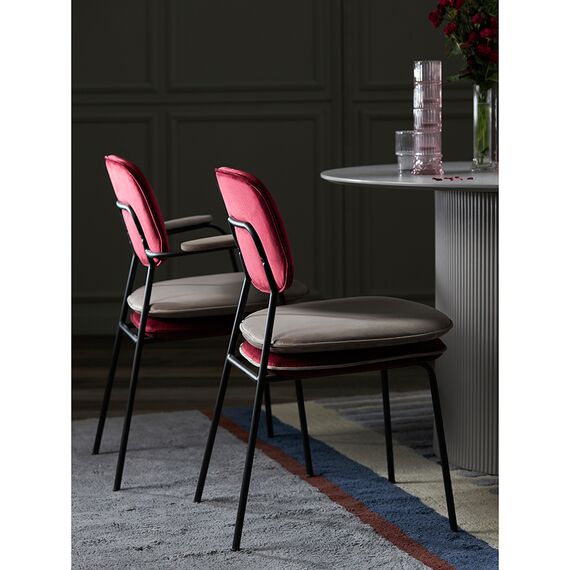 Стул с подлокотниками и контрастным кантом Pea, велюр, бордовый/бежевый, Bergenson Bjorn, изображение 4