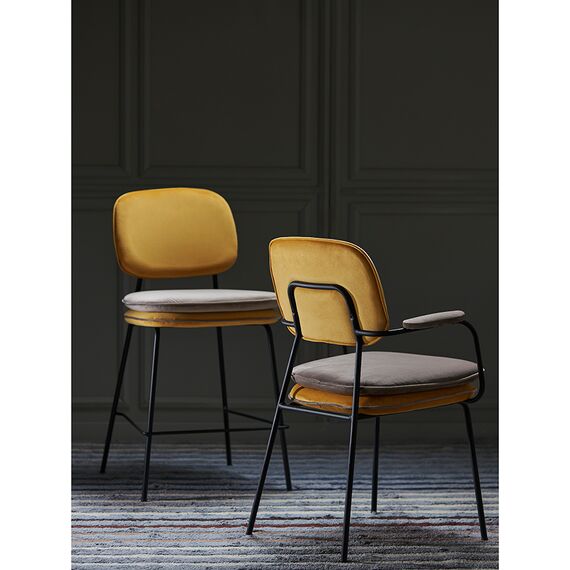 Стул с подлокотниками и контрастным кантом Pea, велюр, желтый/бежевый, Bergenson Bjorn, изображение 10