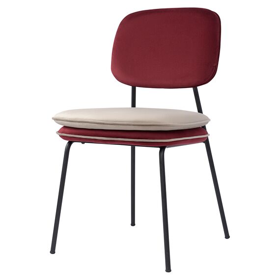 Стул с контрастным кантом Pea, велюр, бордовый/бежевый, Bergenson Bjorn