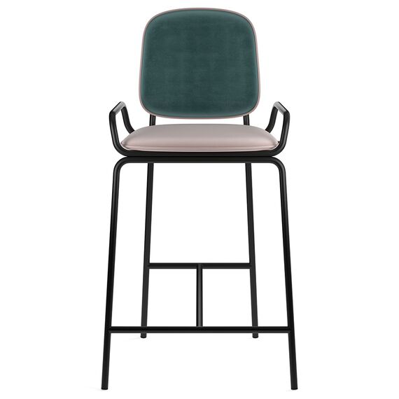 Стул полубарный Ror, 2 Frame, велюр, черный/зеленый/розовый, LATITUDE, изображение 2