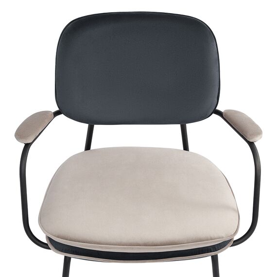 Стул с подлокотниками и контрастным кантом Pea, велюр, темно-серый/бежевый, Bergenson Bjorn, изображение 8