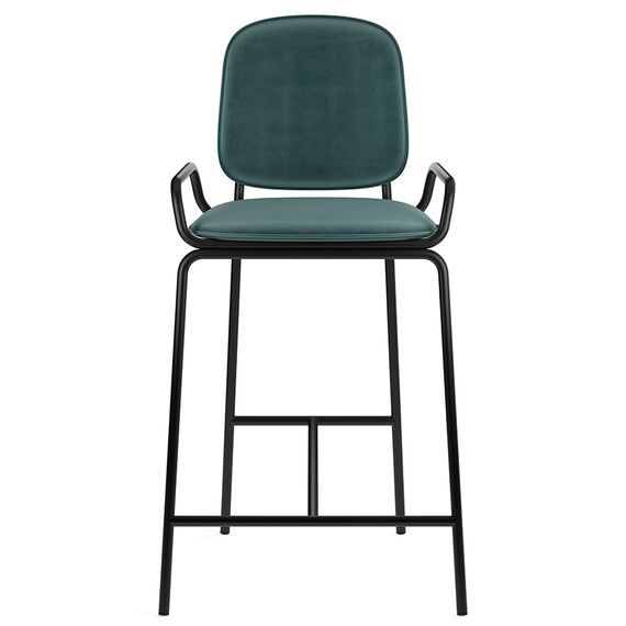 Стул полубарный Ror, 2 Frame, велюр, черный/зеленый, LATITUDE, изображение 2