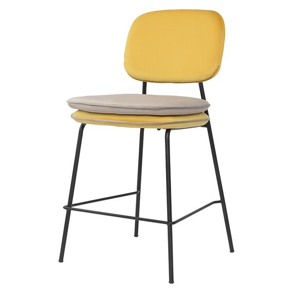 Стул полубарный с контрастным кантом Pea, велюр, желтый/бежевый, Bergenson Bjorn