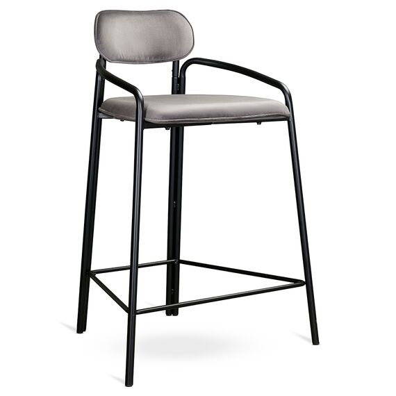 Стул полубарный Ror, Round, велюр, черный/серый, LATITUDE