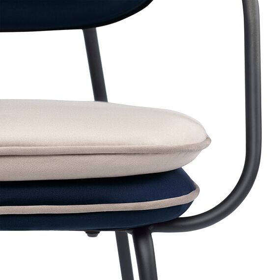 Стул с подлокотниками и контрастным кантом Pea, велюр, темно-синий/бежевый, Bergenson Bjorn, изображение 14