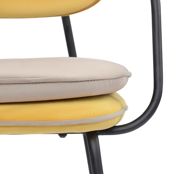 Стул с подлокотниками и контрастным кантом Pea, велюр, желтый/бежевый, Bergenson Bjorn, изображение 22