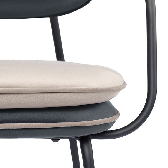 Стул с подлокотниками и контрастным кантом Pea, велюр, темно-серый/бежевый, Bergenson Bjorn, изображение 9