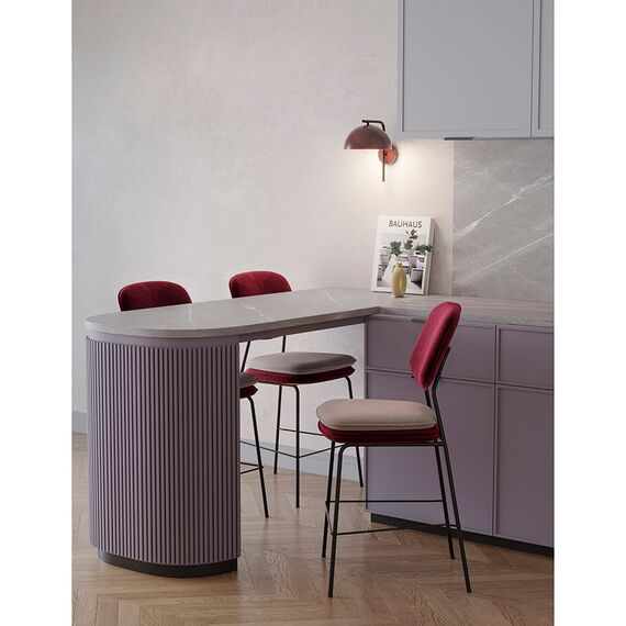 Стул полубарный с контрастным кантом Pea, велюр, бордовый/бежевый, Bergenson Bjorn, изображение 6