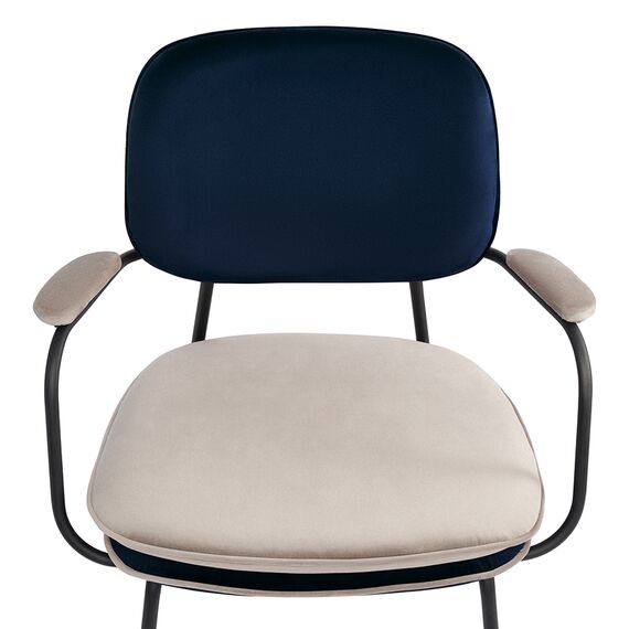 Стул с подлокотниками и контрастным кантом Pea, велюр, темно-синий/бежевый, Bergenson Bjorn, изображение 13