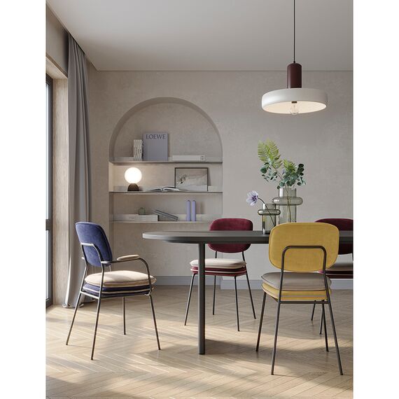 Стул с подлокотниками и контрастным кантом Pea, велюр, темно-синий/бежевый, Bergenson Bjorn, изображение 8