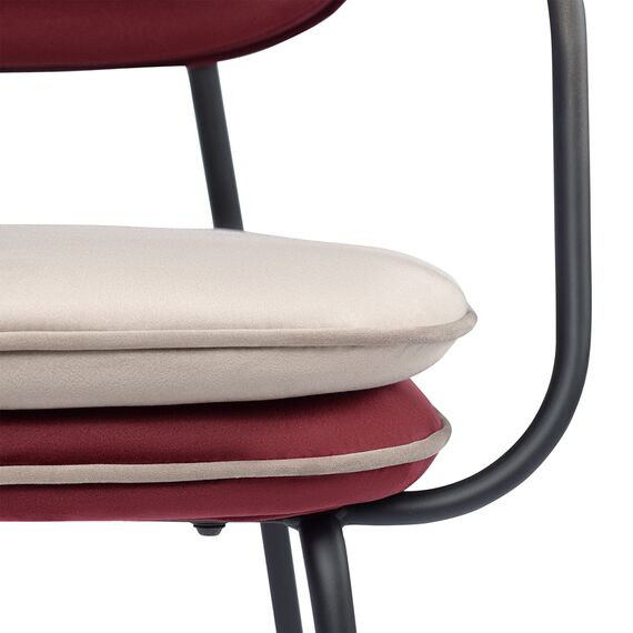 Стул с подлокотниками и контрастным кантом Pea, велюр, бордовый/бежевый, Bergenson Bjorn, изображение 13