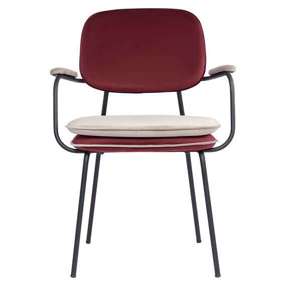 Стул с подлокотниками и контрастным кантом Pea, велюр, бордовый/бежевый, Bergenson Bjorn, изображение 9