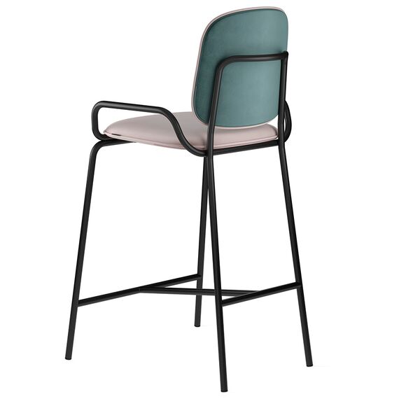 Стул полубарный Ror, 2 Frame, велюр, черный/зеленый/розовый, LATITUDE, изображение 3