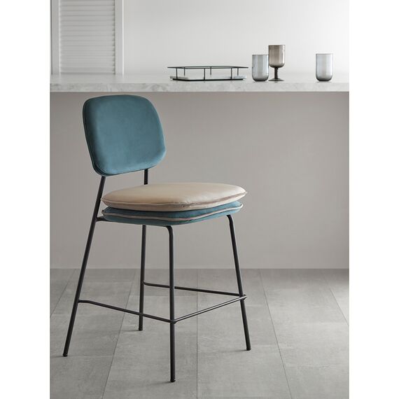 Стул полубарный Pea, велюр, сине-зеленый/бежевый, Bergenson Bjorn, изображение 2