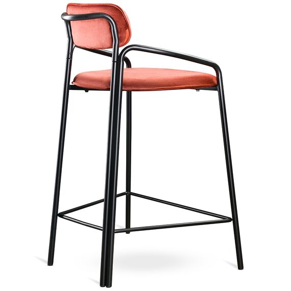 Стул полубарный Ror, Round, велюр, черный/темно-красный, LATITUDE, изображение 3