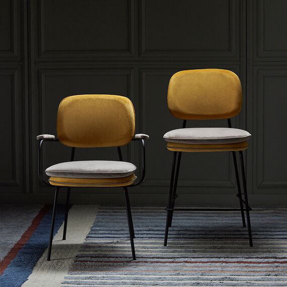 Стул полубарный с контрастным кантом Pea, велюр, желтый/бежевый, Bergenson Bjorn, изображение 5
