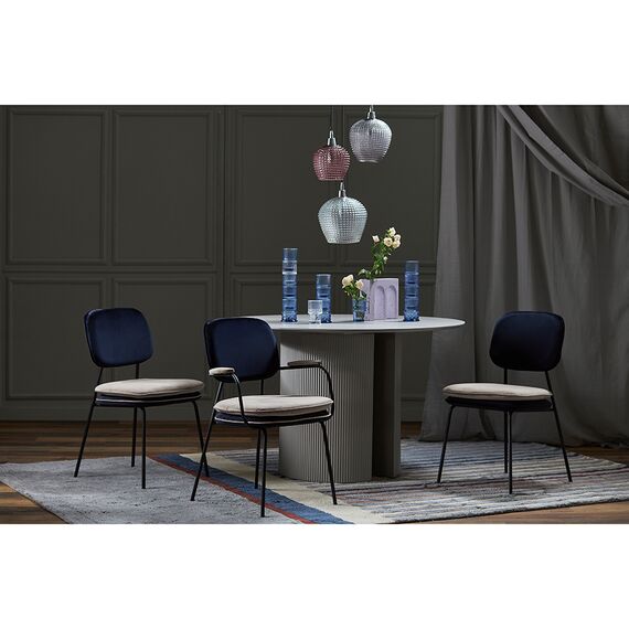 Стул с подлокотниками и контрастным кантом Pea, велюр, темно-синий/бежевый, Bergenson Bjorn, изображение 4