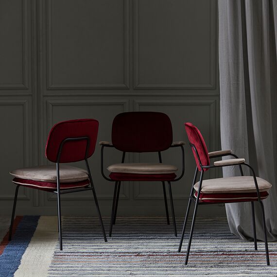 Стул с контрастным кантом Pea, велюр, бордовый/бежевый, Bergenson Bjorn, изображение 8