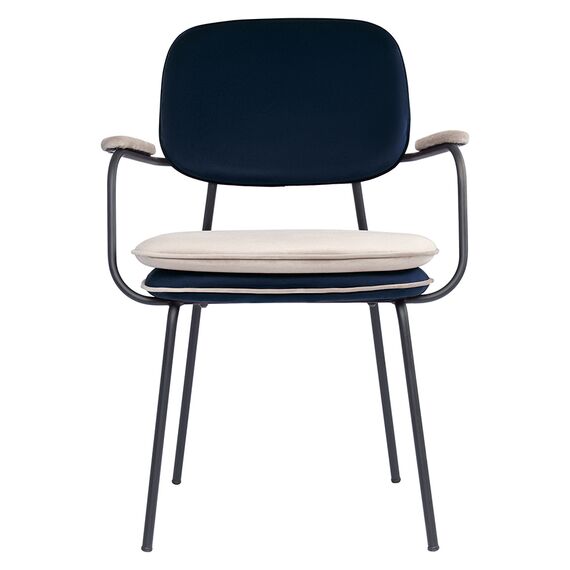 Стул с подлокотниками и контрастным кантом Pea, велюр, темно-синий/бежевый, Bergenson Bjorn, изображение 10