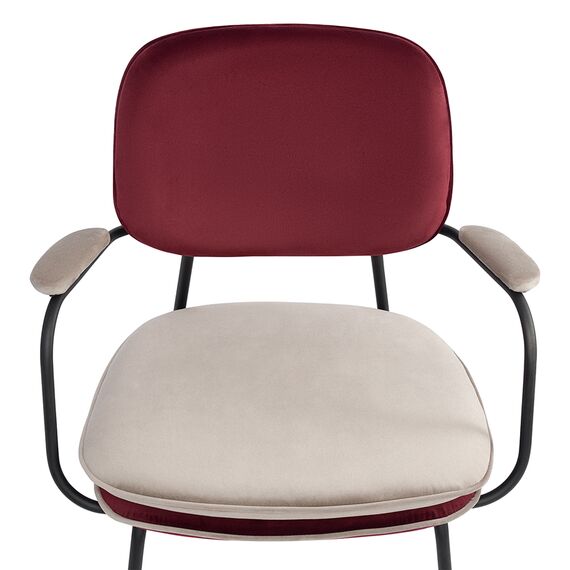 Стул с подлокотниками и контрастным кантом Pea, велюр, бордовый/бежевый, Bergenson Bjorn, изображение 12