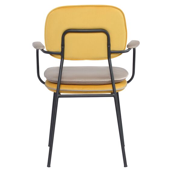 Стул с подлокотниками и контрастным кантом Pea, велюр, желтый/бежевый, Bergenson Bjorn, изображение 20