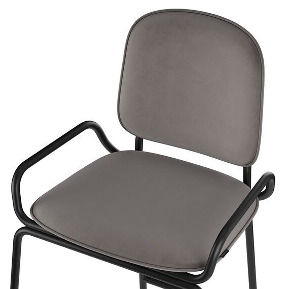 Стул полубарный Ror, 2 Frame, велюр, черный/серый, LATITUDE, изображение 5