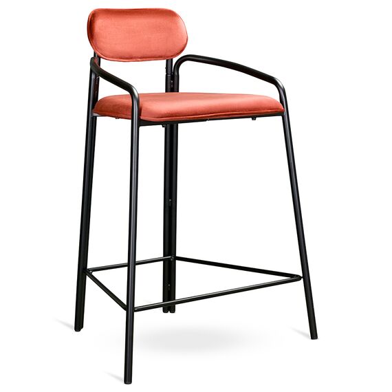 Стул полубарный Ror, Round, велюр, черный/темно-красный, LATITUDE