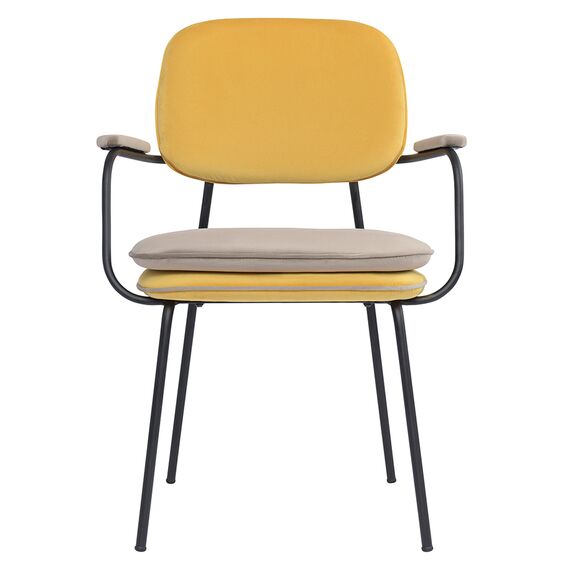 Стул с подлокотниками и контрастным кантом Pea, велюр, желтый/бежевый, Bergenson Bjorn, изображение 18