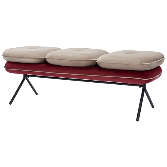 Банкетка Pea, велюр, бежевая/бордовая, Bergenson Bjorn