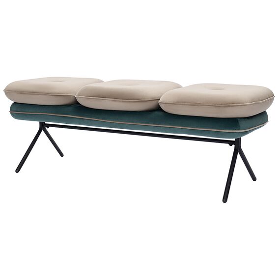 Банкетка Pea, велюр, бежевая/сине-зеленая, Bergenson Bjorn