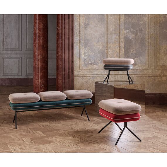 Банкетка Pea, велюр, бежевая/сине-зеленая, Bergenson Bjorn, изображение 5