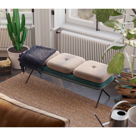 Банкетка Pea, велюр, бежевая/сине-зеленая, Bergenson Bjorn, изображение 8