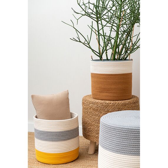 Корзина для хранения Ciary, 30х30 см, бежевая/серая/горчичная, Bergenson Bjorn, изображение 4